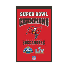 TAMPA BAY BUCCANEERS 2 TIME SUPER BOWL CHAMPIONS EMBROIDERED WOOL BANNER 14"X22" TAMPA BAY BUCCANEERS 2 TIME SUPER BOWL CHAMPIONS EMBROIDERED WOOL BANNER 14"X22"