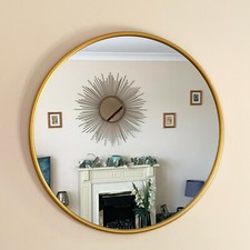 Industrial Gold Round Frame Home Bathroom Glass Wall Mounted Vanity Mirror 50cm