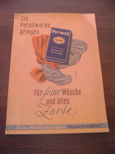 Persil, Perwoll von Henkel, Waschmittel, Werbe-Plakat-Aufsteller, ca. 50er J. - Bild 1 von 3