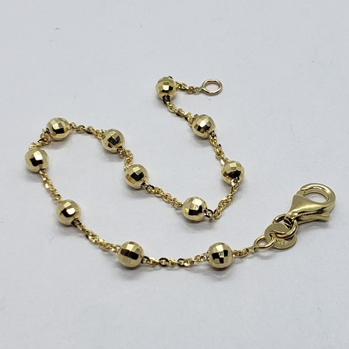 14K Solid Yellow Gold Station Ball Bead Rolo Bracelet Anklet 2mm 4mm 7" 10" - Picture 15 of 24