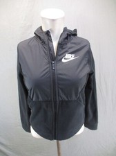 NIKE DRI-FIT Size M Womens BLK Full Zip Stand Collar Fleece Athletic Jacket 668