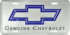 CHEVROLET GENUINE BOWTIE LOGO LICENSE PLATE METAL PAINTED SILVER SIGN EMBOSSED