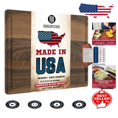 Durable Reversible Walnut Cutting Board 17x11 - Eco-Friendly Kitchen Essential