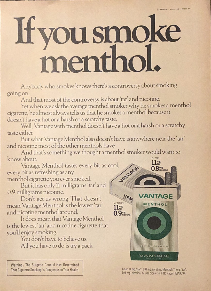 old menthol cigarette ads Vantage Ad, Men on Golf Course, Smoking Advertising 1973 Vantage Cigarettes PRINT AD