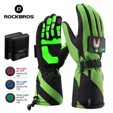 ROCKBROS Electric Heated Ski Gloves Fleece Warm Winter Motorcycle Cycling Gloves