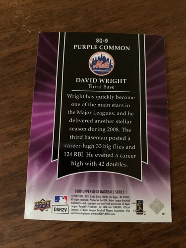 2009 Upper Deck Starquest Rare #SQ9 David Wright - Picture 2 of 2
