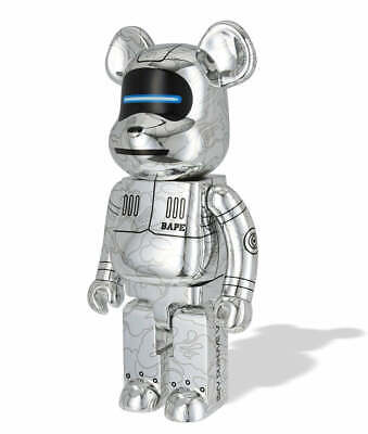 Bearbrick BAPE x Hajime Sorayama 100% & 400% Set Silver