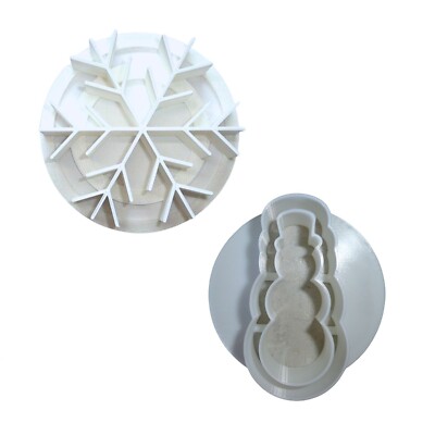 WINTER SNOWFLAKE SNOWMAN SET OF 2 CONCHA CUTTER MEXICAN SWEET BREAD STAMP PR1880