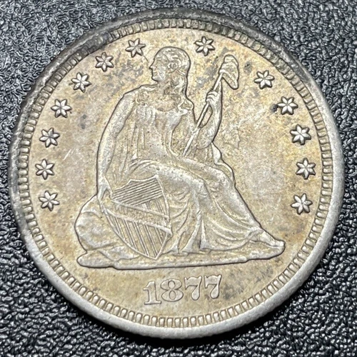 1877-CC Seated Liberty Quarter 25c AU About Uncirculated
