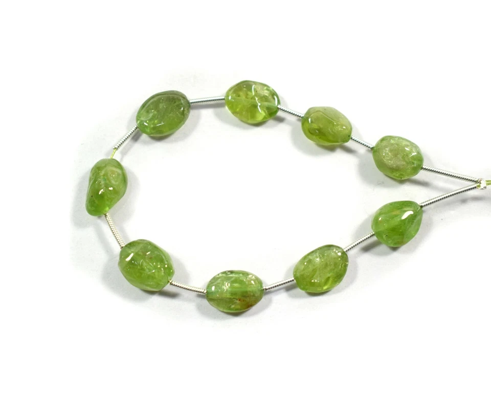 Natural Green Peridot Plain Oval Shape Gemstone Loose Beads 6"For Jewelry making - Image 3 of 3