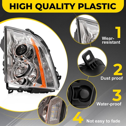 Projector Halogen Pair Headlight For Cadillac CTS CT-S 2008-15 Left Right W/Bulb - Picture 3 of 19