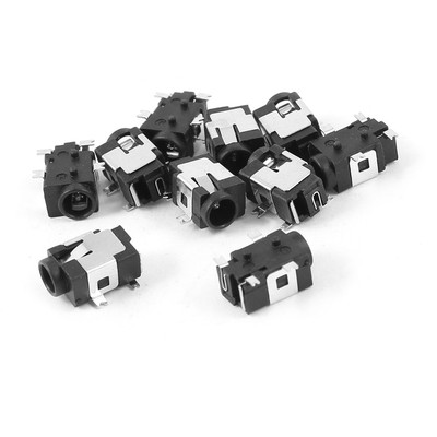 10 Pcs Black 4 Pin Mounted Devices 3.5mm DC Power Jack Socket PCB Connector