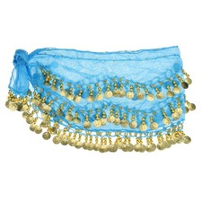 Belly Dance Hip Scarf 57  x 11  , Women's Belly Dance Skirt , Lake Blue