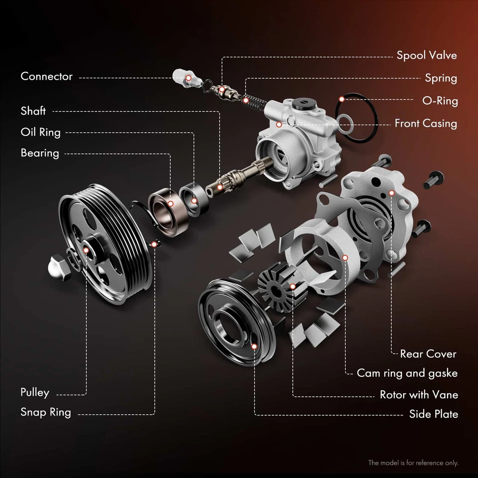 Power Steering Pump with Pulley for Nissan Altima Sentra 2002-2003 L4 2.5L DOHC - Image 4 of 4