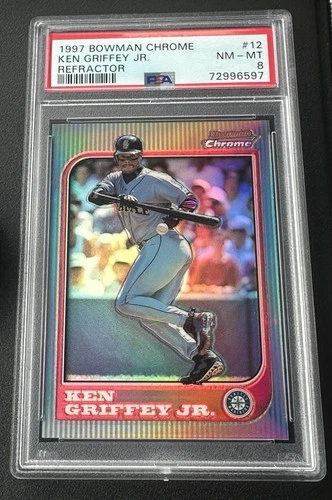 1997 Bowman Chrome Refractor Ken Griffey Jr. Card #12 PSA 8
