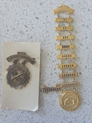 Vintage Rare NRA Sharpshooter Qualification Award Pin 9 Bars Blackington Signed