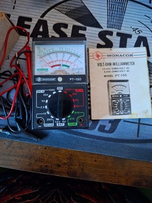 Monacor Model PT-1 50 Vintage Analog Multimeter & Sonden - getestet und funktionsfähig