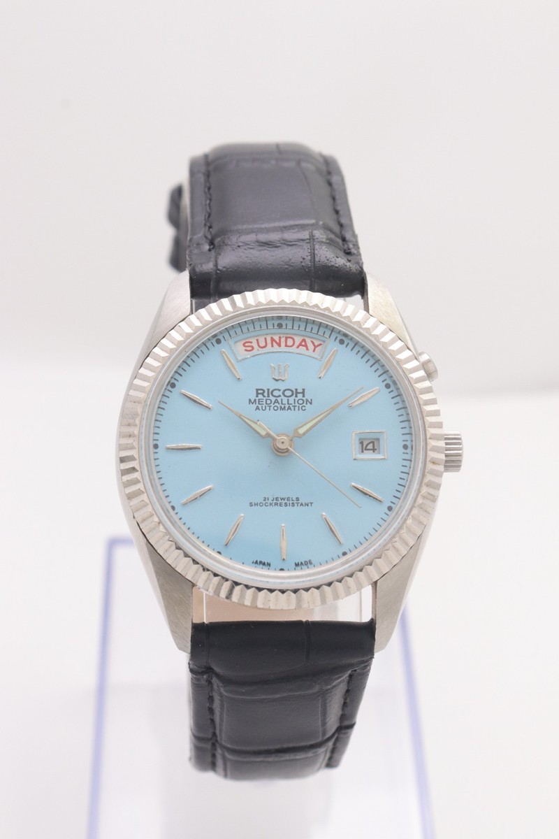 Vintage Ricoh Automatic President Turquoise Dial 21J Japan Made