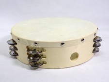 AP 10" WOOD FRAME TAMBOURINE 24 PAIRS OF TRIPLE ROW JINGLES CALF SKIN HEAD