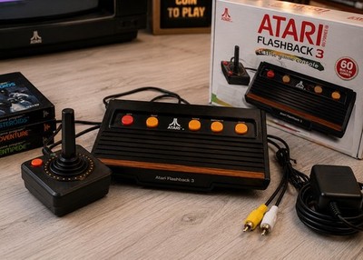 Atari Flashback 3 Konsole & Joystick Plug & Play Retro TV Spiele ungetestet UK