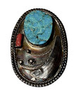 Estate Vintage Native American Sterling Turquoise Coral Bolo Tie Signed As Is — photo 2