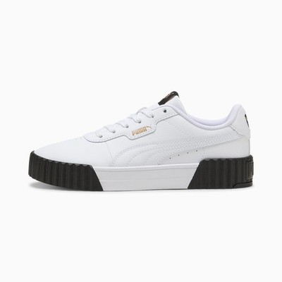 PUMA Womens Carina 3.0 Lace Up Sneakers Shoes Casual - White, Puma White/Puma Go