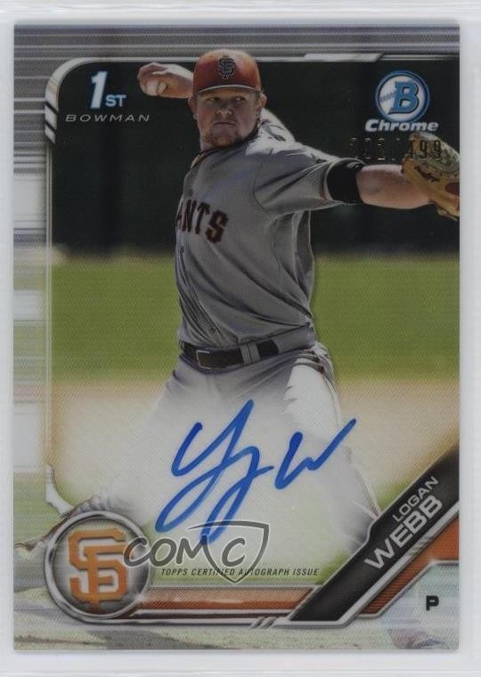 2019 Bowman Chrome Prospect Auto Refractor /499 Logan Webb #CPA-LW Auto 12i0