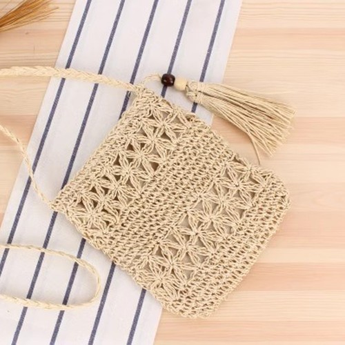 Women Boho Woven Handbag Summer Beach Tote Straw Bag Round Rattan Shoulder - Picture 17 of 26