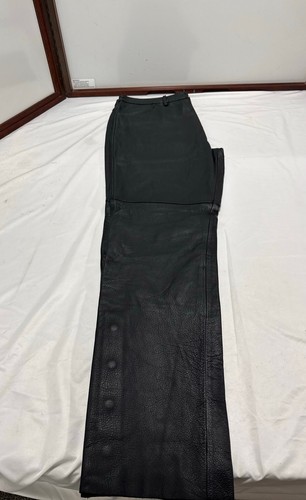 Harley-Davidson, Harley-Davidson Men's Black Leather Biker Pants Size 40 Lined Side Snap Legs