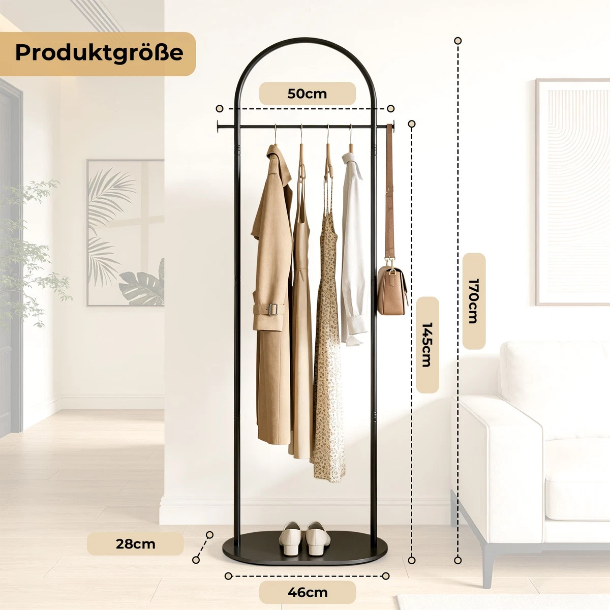 Garderobenständer Kleiderständer Metall 170cm Industrielle Freistehend Garderobe