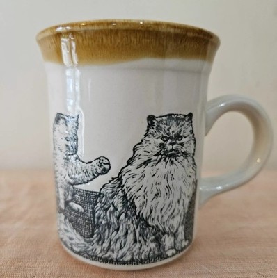 Vintage Biltons Perserkatze Steinzeug Kaffeebecher Coloroll England