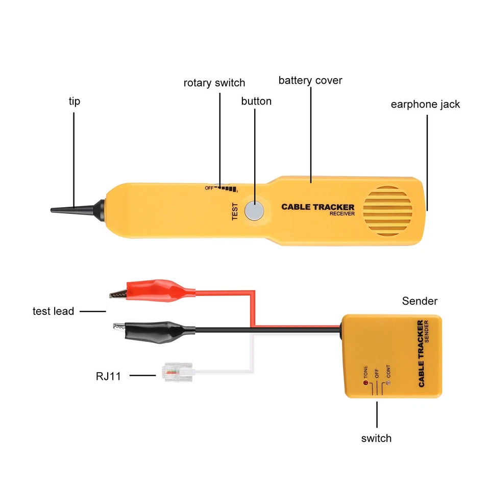 Netzwerk RJ11 Leitungssucher Kabel Tracker Prüfgerät Toner Adernsucher Beutel - Bild 4 von 4