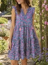 J.Crew Floral Tassel Tie Tiered Dress – Size Medium Style #CA413