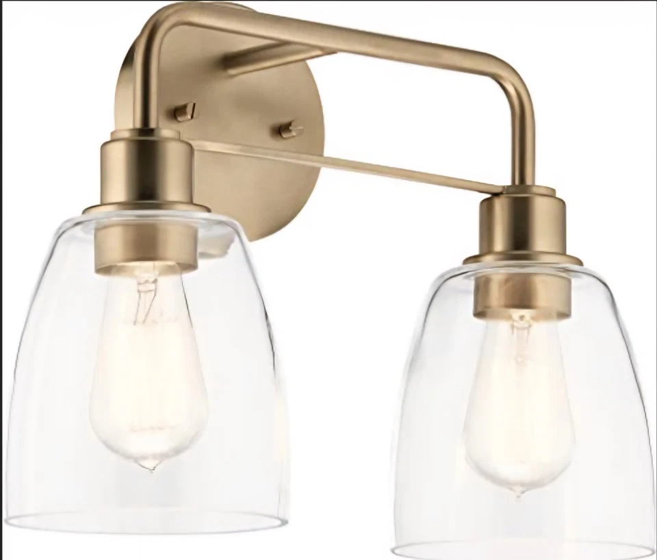 Kichler, Meller 15,25 polegadas 2 vaidades leves, vidro transparente champanhe bronze, 55101CPZ - Imagem 2 de 3