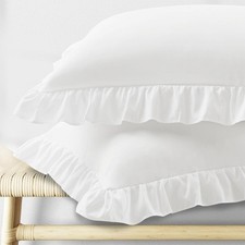 Ruffle Pillowcases Standard Size Set of 2 with Envelope Closure Wrinkle