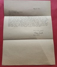 Vintage Original Letter About Norma Jean Marilyn Monroe Autographed 1958