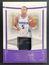 De'Aaron Fox 2020-21 Panini National Treasures NBA Materials Jersey /99 #NBA-DAF