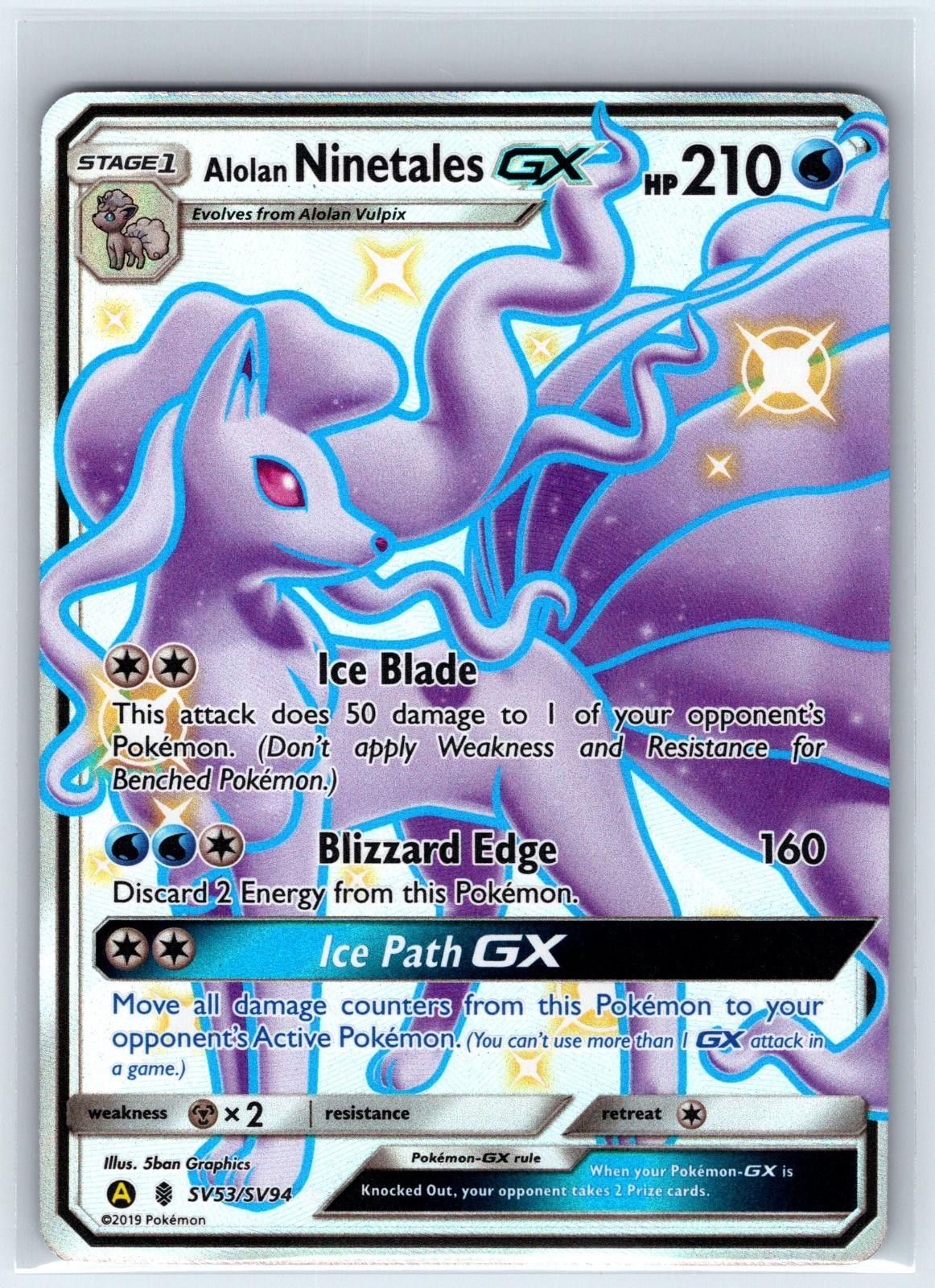 Alolan Ninetales GX SV53/SV94 Hidden Fates Shiny Vault Pokemon Holo NM