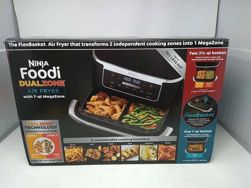 Ninja Foodi DualZone FlexBasket air fryer with a 7 quart MegaZone