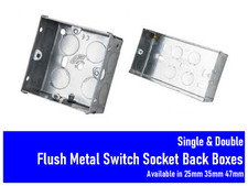 FLUSH SINGLE DOUBLE DUAL METAL SWITCH SOCKET BACK BOX 25MM 35MM 47MM ELECTRICAL