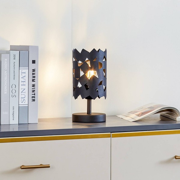 Lucande Tischlampe 'Aeloria' (Modern) In Schwarz Aus Metall (1 Flammig, E27) - T-image