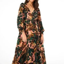 Farm Rio Tropical Leaf Wrap Maxi Dress