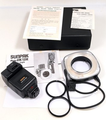 Sunpak Auto DX 12R Macro Ring Light Flash Kit Boxed Case Manual Adapter Rings