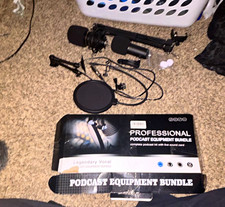 Professional Podcast Equipment Bundle Wired Condenser Mic Kit Black Pop Filter