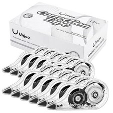 Unjoo White Correction Tape, Easy To Use Applicator for Instant 12pcs-black