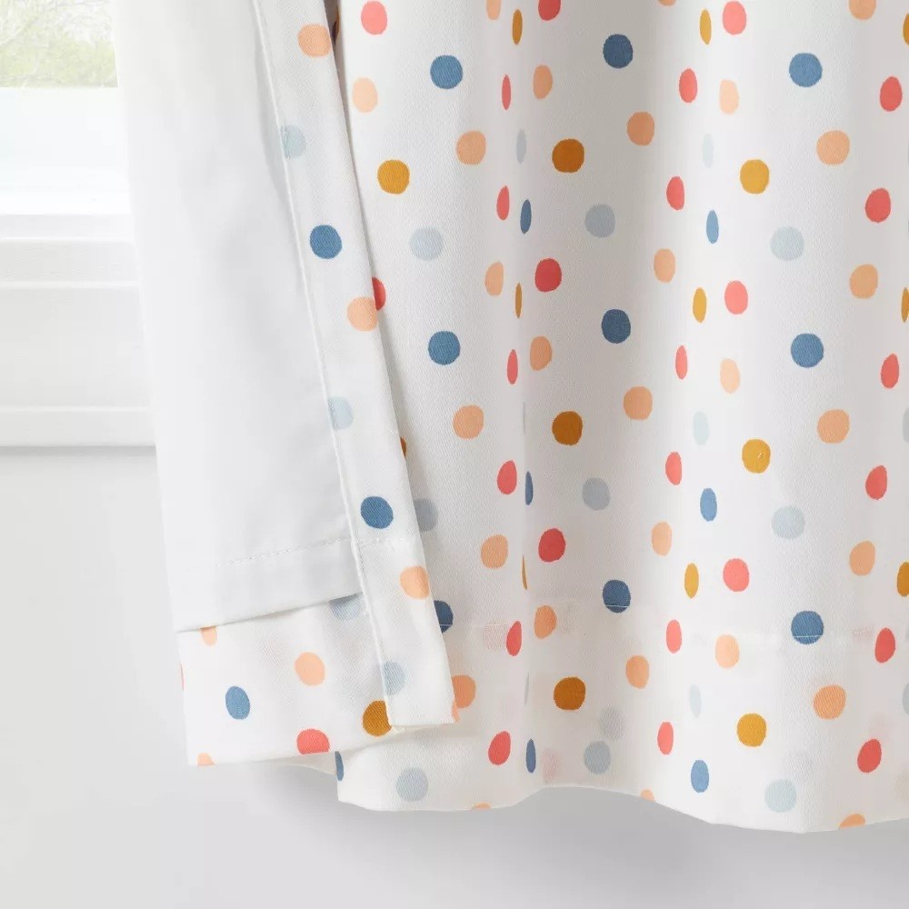 Pillowfort White & Colorful Dots Single Blackout & Lined Curtain Panel 42" x 84"