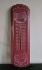 Vintage Pepsi Cola Tin Thermometer 27" Metal Sign Original Wood Back Old Soda