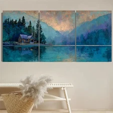 3pcs Echoing Lake  Wall Art Canvas Framed 50x70cm