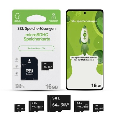 micro SD Speicherkarte Memory für Realme Narzo 70x 16GB 32GB 64GB 128GB 256GB