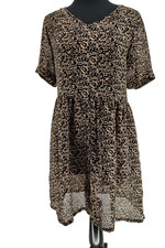 Banana Republic Woman's Brown Geometric SHEER Dress Size Small Pull-on Fit&Flare